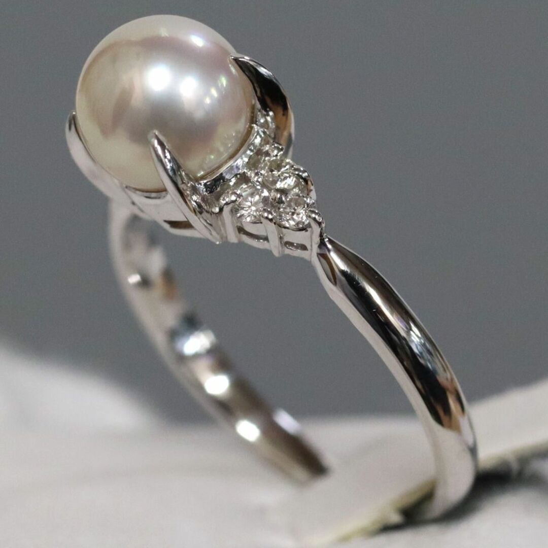 Pt900パールダイヤモンドリング D0.12 4.6g #16 レディースのアクセサリー(リング(指輪))の商品写真