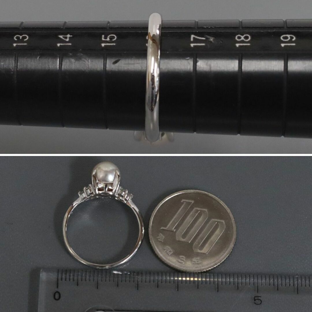 Pt900パールダイヤモンドリング D0.12 4.6g #16 レディースのアクセサリー(リング(指輪))の商品写真