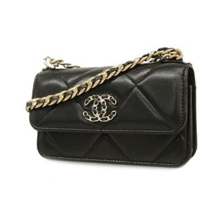 シャネル(CHANEL)の【4gd3397】シャネル ショルダーウォレット/シャネル19/チェーンショルダー/ラムスキン/ブラック/シルバー金具 【中古】 レディース(財布)