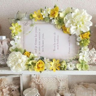 No.441 写真立てハンドメイド フラワー 造花 お花 結婚式 フォトフレーム(その他)