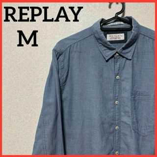 リプレイ(Replay)の【希少】REPLAY 長袖シャツ カジュアルシャツ 刺繍 ドット柄 総柄(シャツ)