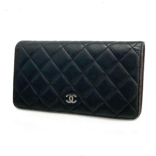 シャネル(CHANEL)の【4gd3460】シャネル 長財布/マトラッセ/ラムスキン/ブラック/シルバー金具 【中古】 レディース(財布)