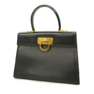 フェラガモ(Ferragamo)の【4gd3465】サルヴァトーレフェラガモ ハンドバッグ/ガンチーニ/レザー/ネイビー/ゴールド金具 【中古】 レディース(ハンドバッグ)