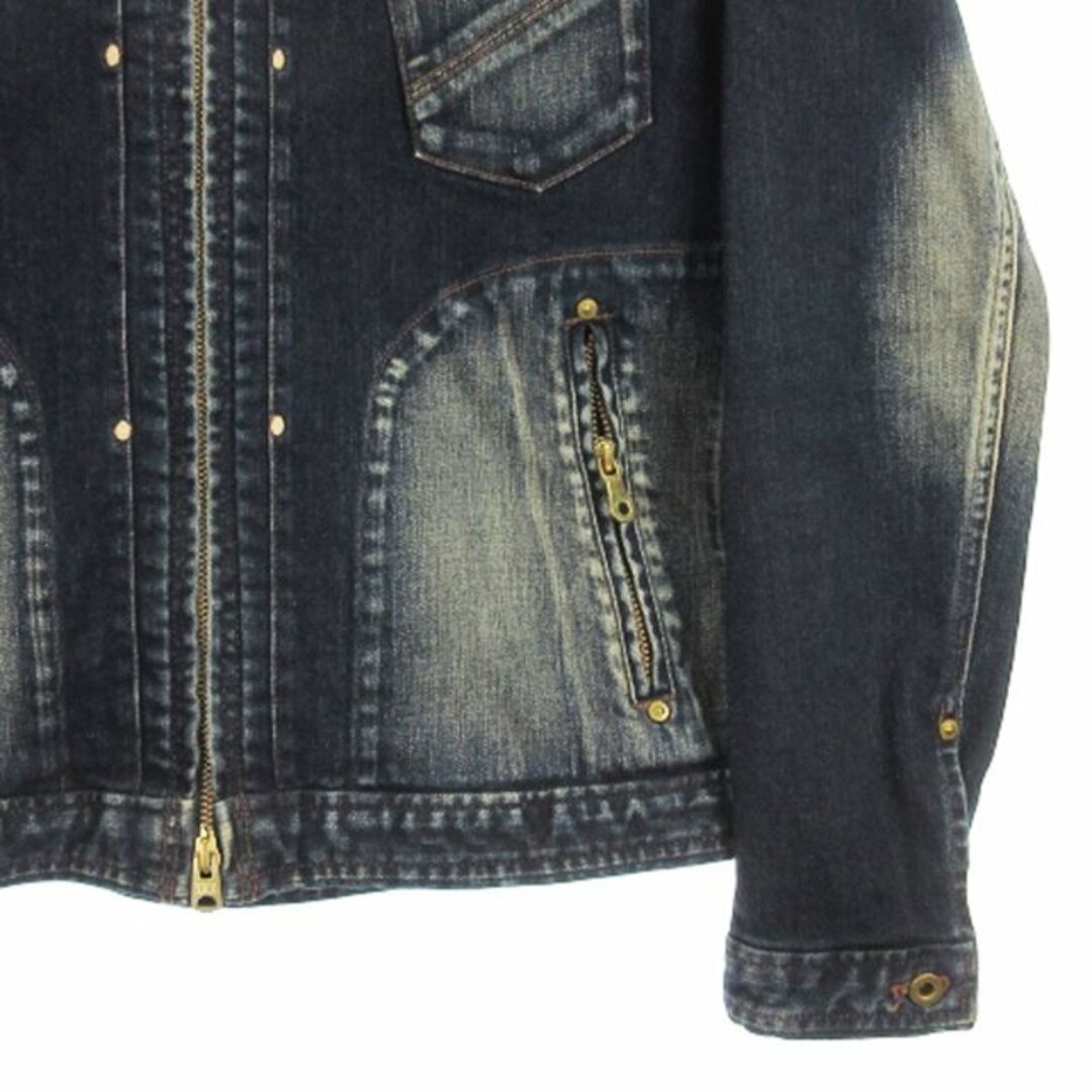JOHNBULL(ジョンブル)のジョンブル デニム ジャケット ジップアップ USED加工 インディゴ M メンズのジャケット/アウター(Gジャン/デニムジャケット)の商品写真
