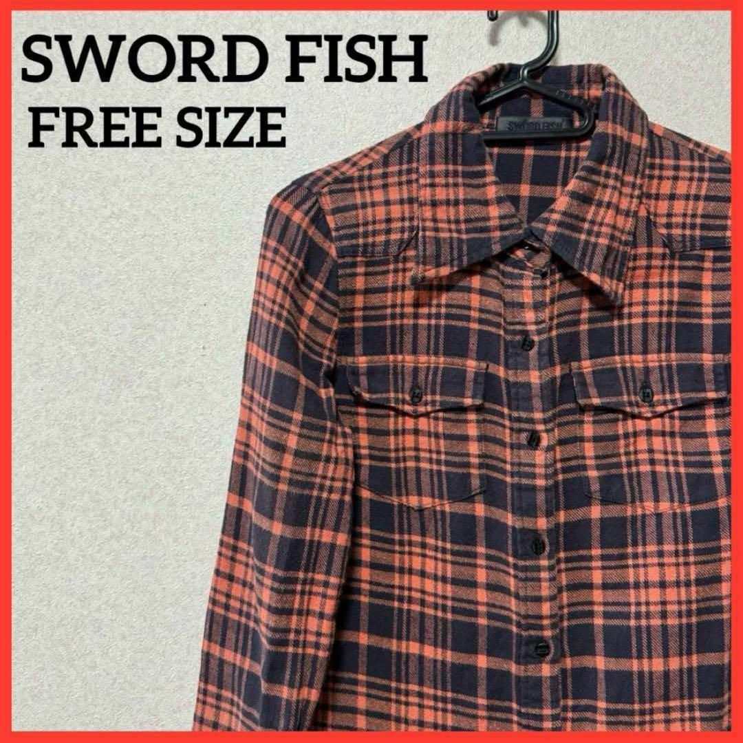 SWORD FISH(ソードフィッシュ)の【希少】SWORD FISH ネルシャツ チュニック チェックシャツ 長袖シャツ レディースのトップス(チュニック)の商品写真