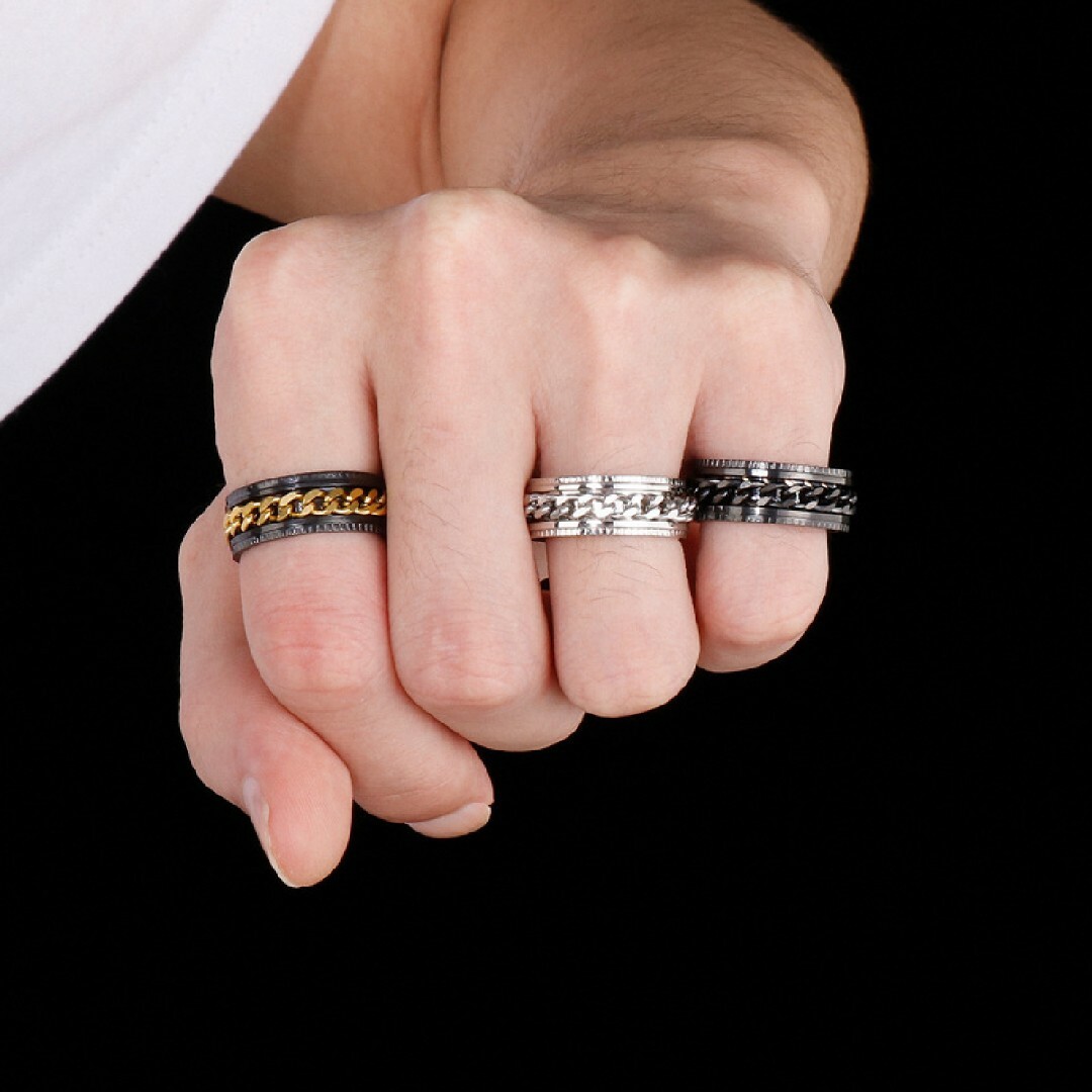 【大特価★】メンズ ジュエリー 指輪 ステンレス 回転 メンズリング 記念日 メンズのアクセサリー(リング(指輪))の商品写真