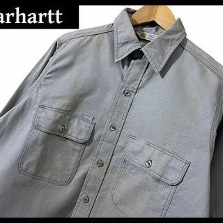 カーハート(carhartt)のG② 古着屋購入 USA製 カーハート SU111 ワーク シャツ グレー L(シャツ)