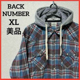 バックナンバー(BACK NUMBER)の【希少】BACK NUMBER シャツパーカー 長袖 ネルシャツ チェック 総柄(パーカー)