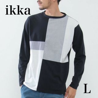 イッカ(ikka)のikka 長袖カットソー L ロンT L ストライプ切替 長袖シャツ L(Tシャツ/カットソー(七分/長袖))