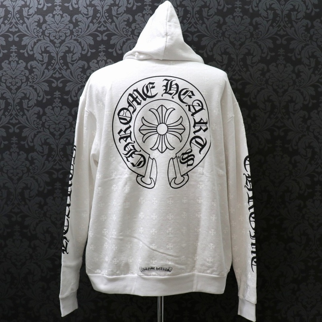 Chrome Hearts(クロムハーツ)のクロムハーツ【CHROMEHEARTS】HD PLVR CH PLS PRNT/ホースシューバックプリント/プルオーバーパーカー/CHプラス/シャドープリント/ホワイト/Lサイズ【中古】12940 メンズのトップス(パーカー)の商品写真