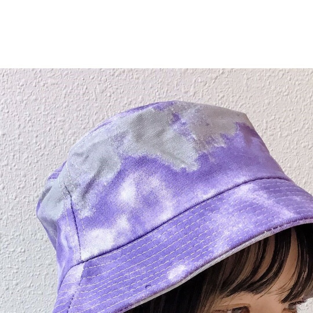 ハット　帽子　バケットハット　タイダイ　グリーン　パープル　緑　紫　フェス レディースの帽子(ハット)の商品写真