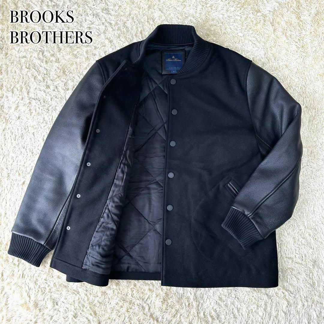 Brooks Brothers(ブルックスブラザース)のBrooks Brothers  EDIFICE  別注 スタジャン レザー 黒 メンズのジャケット/アウター(スタジャン)の商品写真