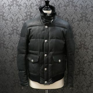 クロムハーツ(Chrome Hearts)のクロムハーツ【CHROMEHEARTS】ラビットファー/レザーダウンジャケット/クロスボタン/Sサイズ【中古】9-1731(その他)