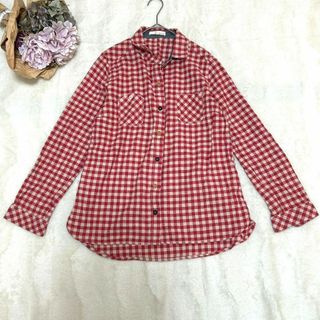 美品【m.truck】ネルシャツ　長袖　Mサイズ　赤　白　ギンガムチェック(シャツ/ブラウス(長袖/七分))