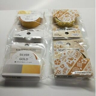 Seria - マスキングテープ4本セット純日本和柄和風＋ゴールド金色マステセリアダイソー②
