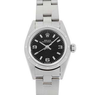 ロレックス(ROLEX)のロレックス オイスターパーペチュアル 76030 ブラック 369ホワイトバー K番 レディース 中古 腕時計(腕時計)