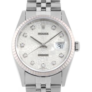 ロレックス(ROLEX)のロレックス デイトジャスト 10Pダイヤ 16234G シルバー 彫りコンピューター 5列 ジュビリーブレス K番 メンズ 中古 腕時計(腕時計(アナログ))