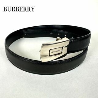 BURBERRY バーバリー シルバー レザーベルト ブラック 黒 ビンテージ