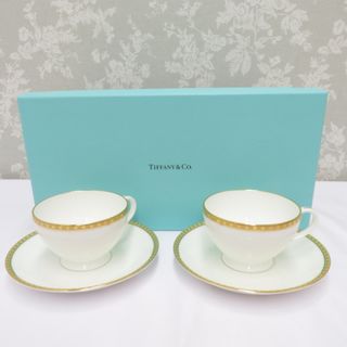 ティファニー(Tiffany & Co.)のTIFFANY&Co. (ティファニー) 食器 Gold Band ゴールドバンド ペアカップ＆ソーサー コーヒーカップ 2客セット  美品(食器)