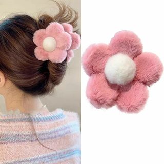 【色: 粉っぽい】HAPVITAL ヘアクリップ 大きめ バンスクリップ へあく(その他)