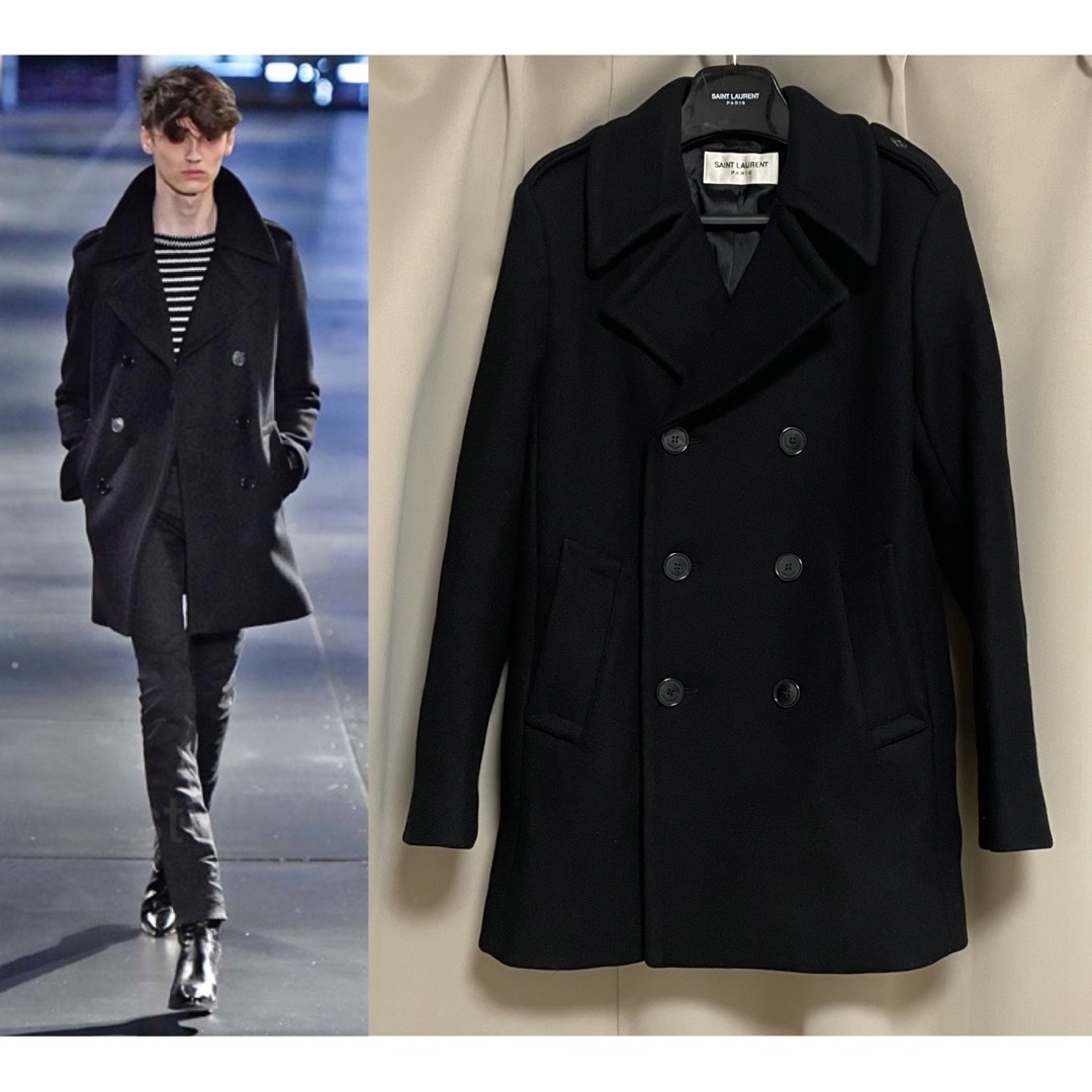 Saint Laurent(サンローラン)の15AW LOOK1 サンローランパリ Pコート ピーコート ダブルブレスト メンズのジャケット/アウター(ピーコート)の商品写真