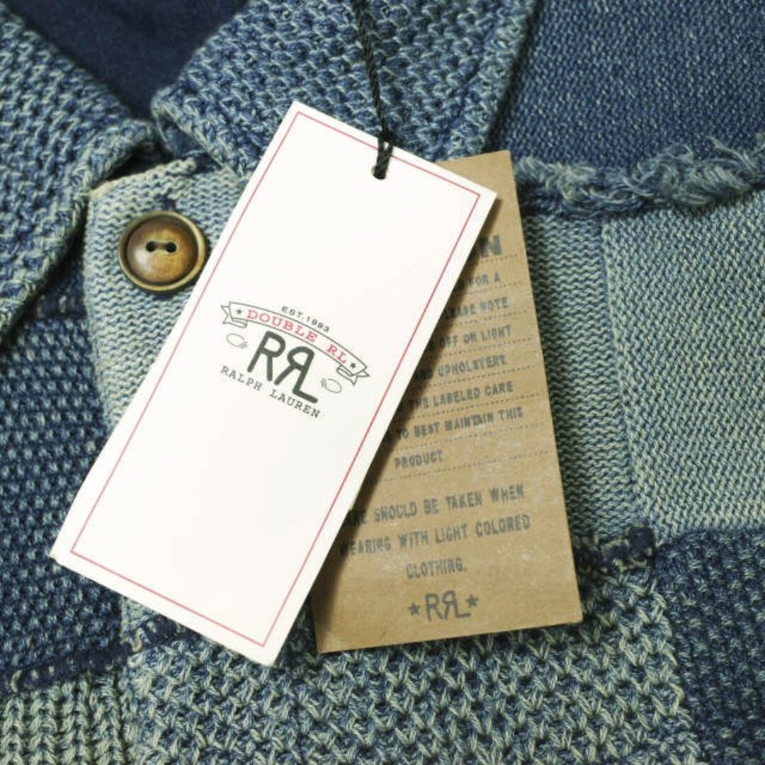 RRL(ダブルアールエル)のRRL ダブルアールエル パッチワークコットンワークシャツセーター MNRRSWE16820125 XL Indigo Double RL ニット ジャケット 定価259,600円 トップス【新古品】【中古】【RRL】 メンズのトップス(ニット/セーター)の商品写真