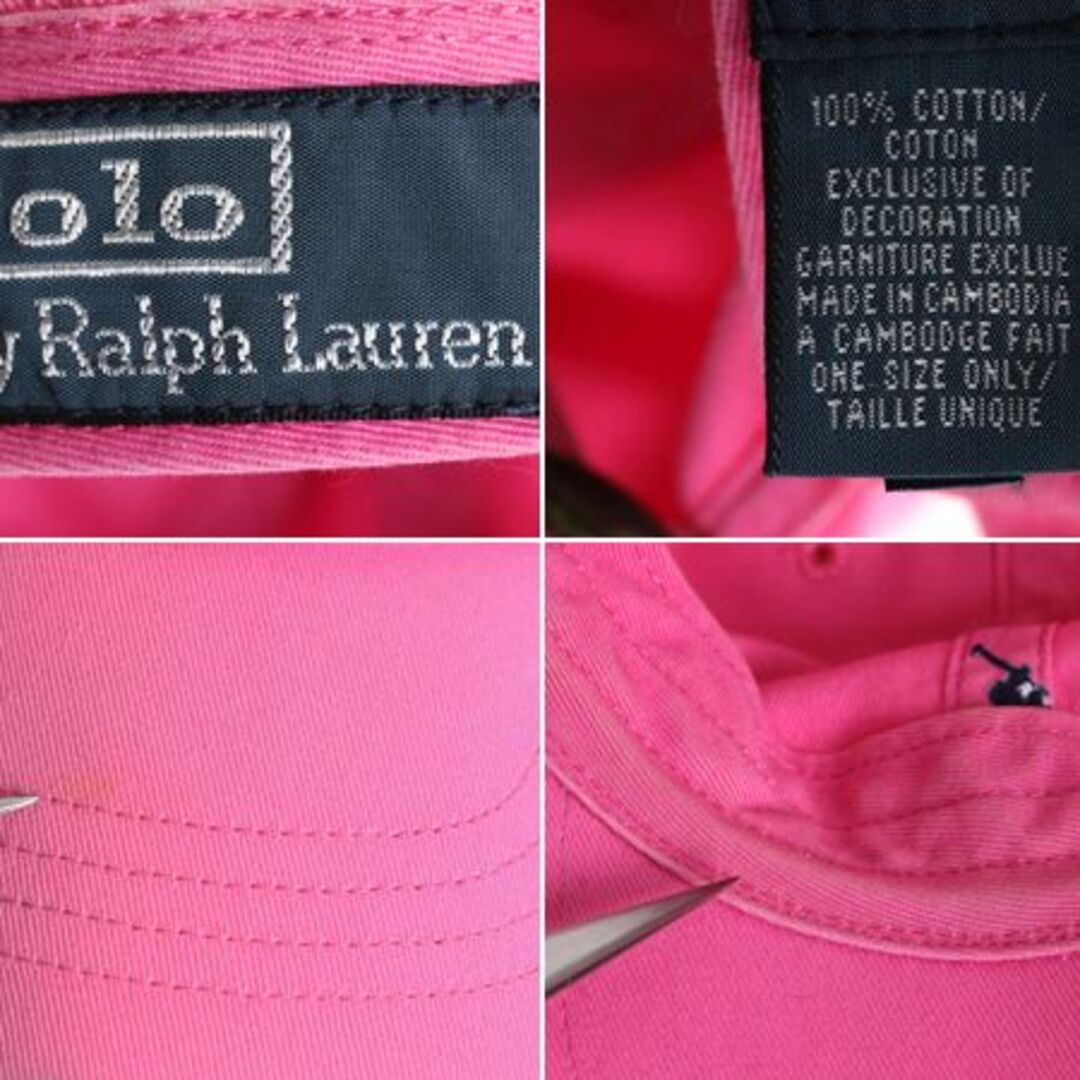 Ralph Lauren(ラルフローレン)の90s ポロ ラルフローレン コットン ベースボール キャップ メンズ レディース フリーサイズ / 90年代 オールド ワンポイント 帽子 ピンク メンズの帽子(キャップ)の商品写真