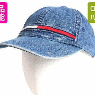 90s トミーヒルフィガー デニム ベースボール キャップ フリーサイズ 古着 90年代 オールド TOMMY HILFIGER 帽子 ワンポイント ロゴ刺繍(キャップ)