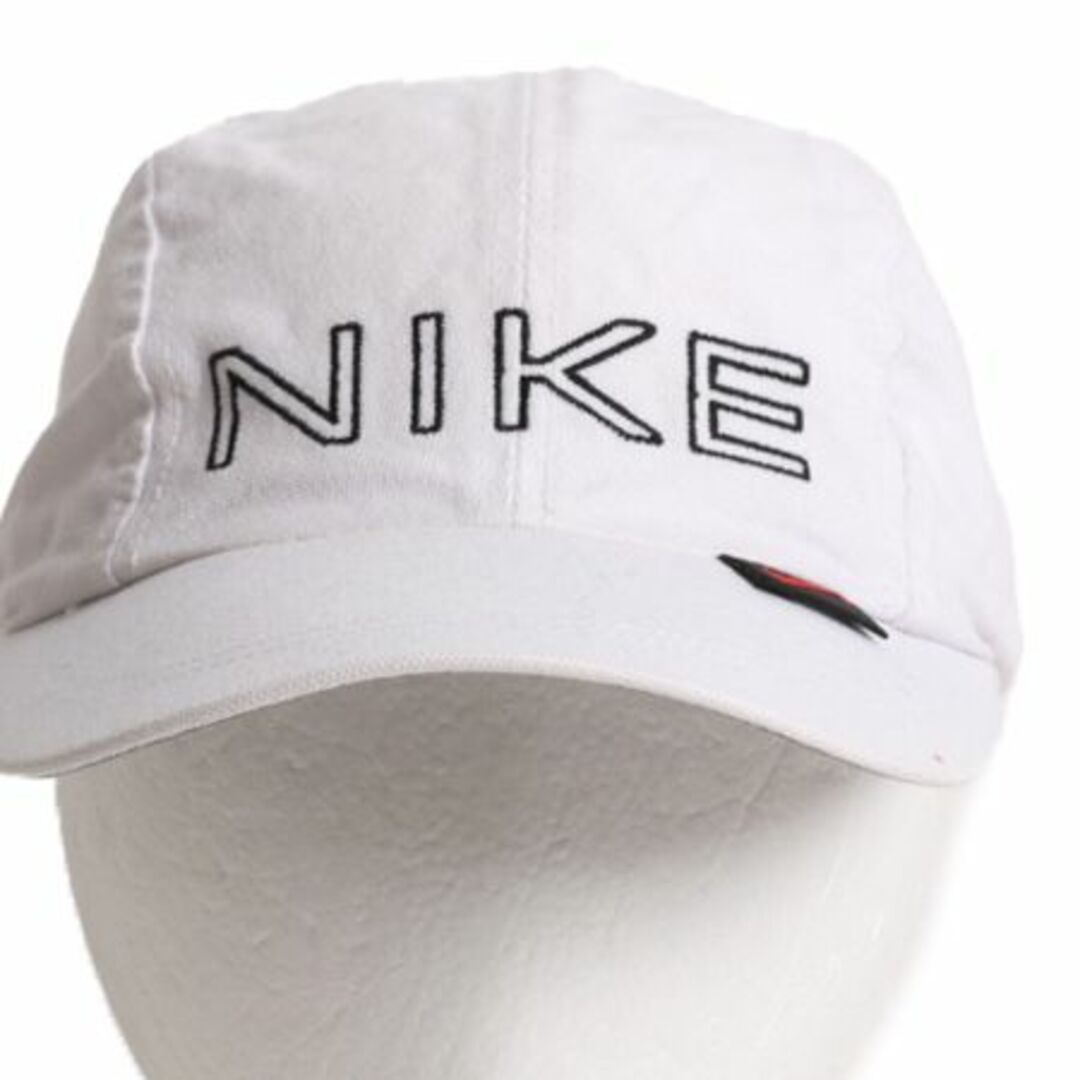 NIKE(ナイキ)の90s ナイキ コットン サイクル キャップ フリーサイズ 古着 90年代 オールド NIKE 帽子 ロゴ刺繍 ワンポイント サイクリング ベースボール メンズの帽子(キャップ)の商品写真