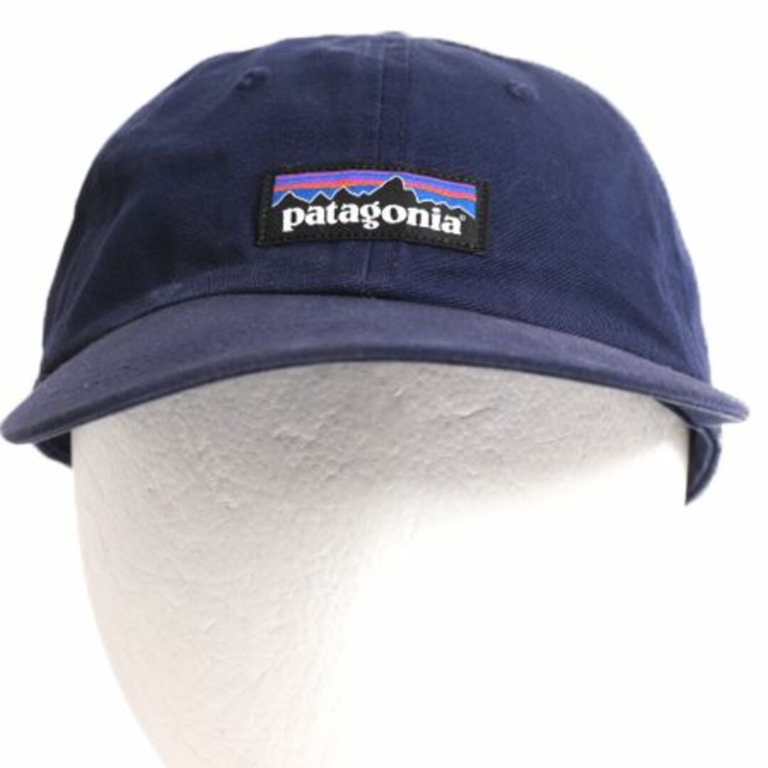 patagonia(パタゴニア)のパタゴニア P-6 ボックスロゴ ベースボール キャップ フリーサイズ 古着 帽子 Patagonia アウトドア ワンポイント トラッカー ハット 濃紺 メンズの帽子(キャップ)の商品写真