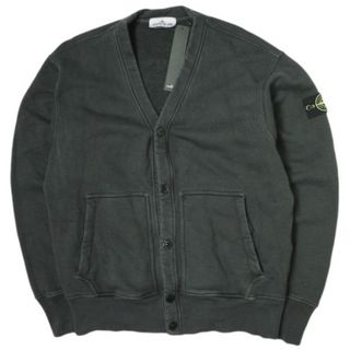 STONE ISLAND - STONE ISLAND ストーンアイランド 23AW スウェットVネックカーディガン 791566255 L V0129 BLACK 裏毛 定価93,500円 トップス【中古】【STONE ISLAND】