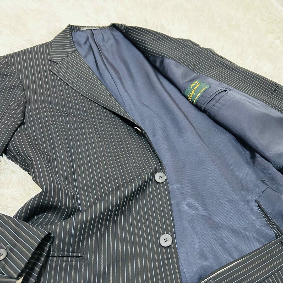 Artigianaleセットアップ ストライプ スーツ ブラックビジネス メンズのスーツ(セットアップ)の商品写真
