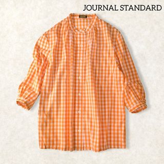 JOURNAL STANDARD - ジャーナルスタンダード ✿ バンドカラー ギンガムチェック シャツ オレンジ 春