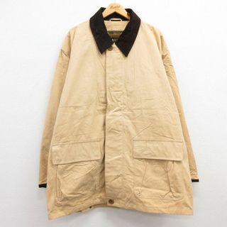 ティンバーランド(Timberland)のXL★古着 ティンバーランド 長袖 カバーオール メンズ 00年代 00s 襟レザー 大きいサイズ ロング丈 コットン ベージュ他 カーキ 【spe】 23nov06 中古 アウター(ダッフルコート)