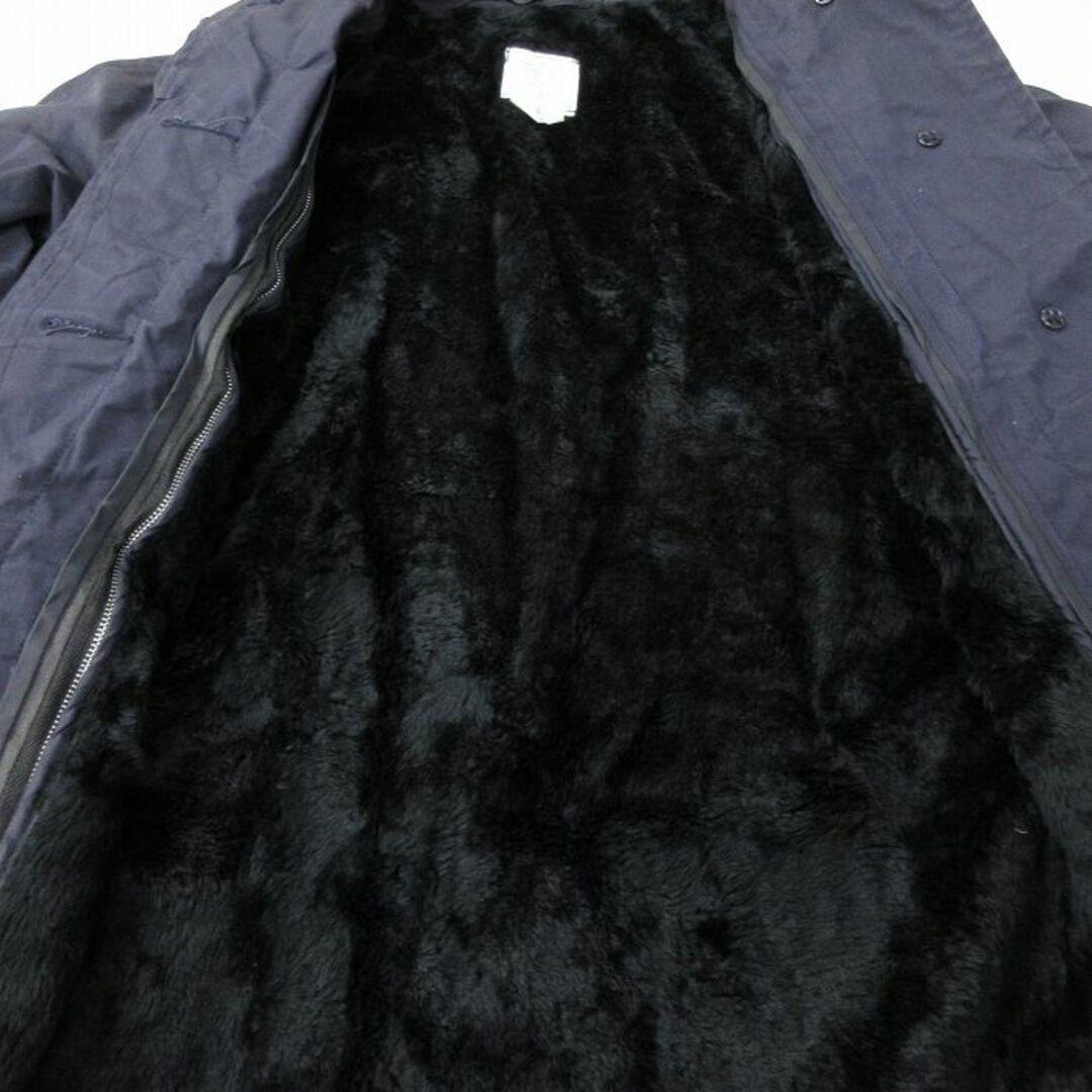 古着 長袖 ミリタリー ステンカラー コート レディース 80年代 80s ロング丈 USA製 紺 ネイビー 内側ファー 23nov02 中古 アウター レディースのジャケット/アウター(ロングコート)の商品写真