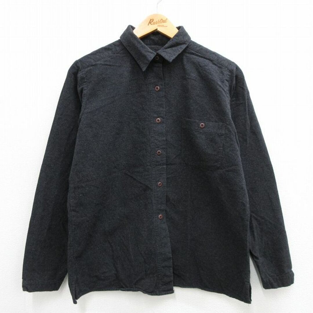 WOOLRICH(ウールリッチ)の古着 ウールリッチ WOOLRICH 長袖 ヘビー フランネル シャツ レディース コットン 黒 ブラック 23nov07 中古 ブラウス トップス レディースのトップス(ポロシャツ)の商品写真