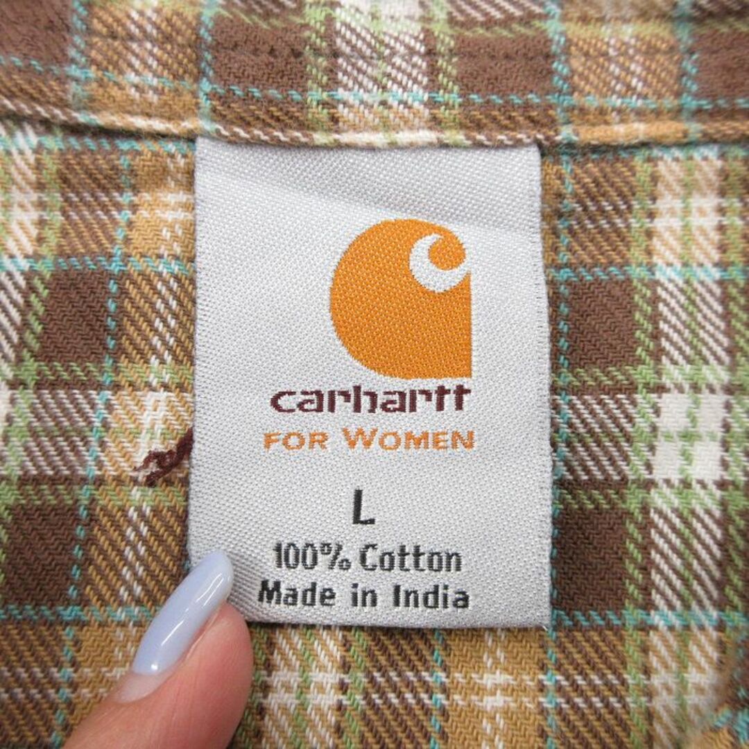 Charhartt WIP(カーハートダブリューアイピー)の古着 カーハート Carhartt 長袖 ウエスタン シャツ レディース コットン 茶他 ブラウン チェック 23nov07 中古 ブラウス トップス レディースのトップス(ポロシャツ)の商品写真