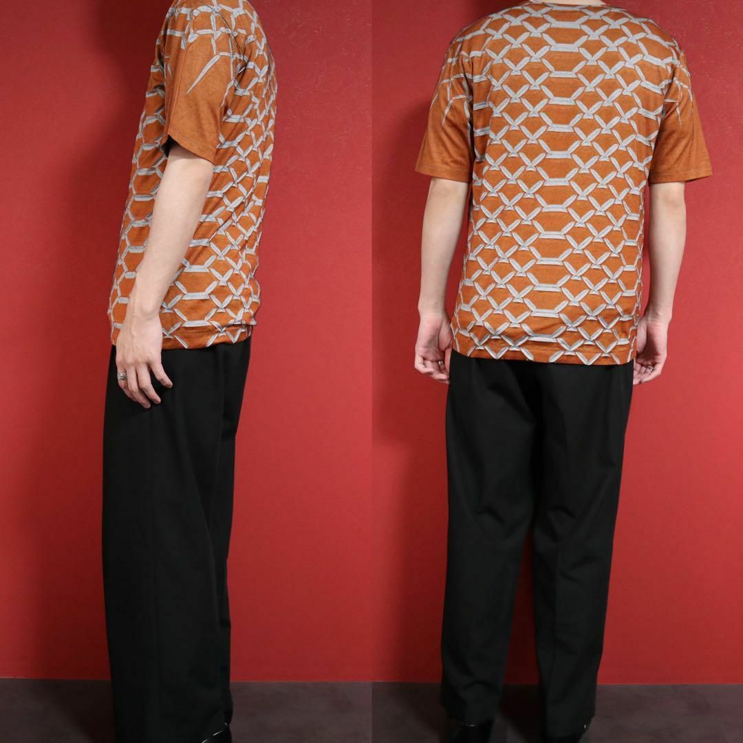ISSEY MIYAKE(イッセイミヤケ)の【極希少】ISSEY MIYAKE MEN 総柄プリーツ オレンジ Tシャツ メンズのトップス(Tシャツ/カットソー(半袖/袖なし))の商品写真