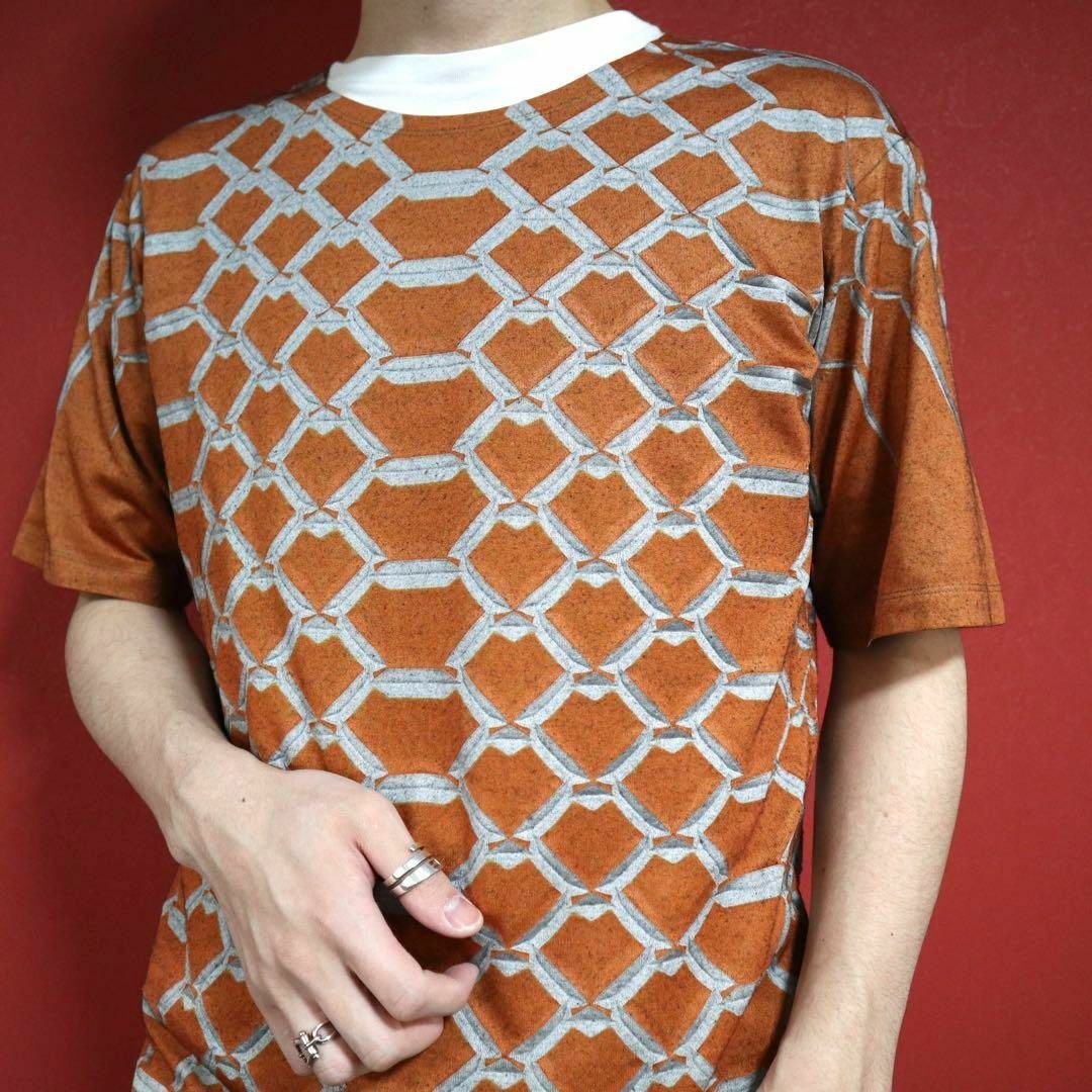 ISSEY MIYAKE(イッセイミヤケ)の【極希少】ISSEY MIYAKE MEN 総柄プリーツ オレンジ Tシャツ メンズのトップス(Tシャツ/カットソー(半袖/袖なし))の商品写真