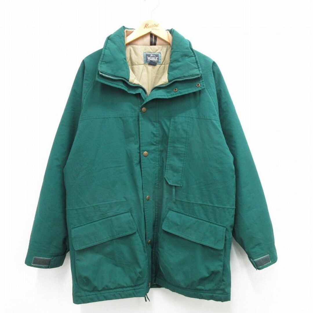 WOOLRICH(ウールリッチ)のL★古着 ウールリッチ WOOLRICH 長袖 ジャケット メンズ 00年代 00s ロング丈 ラグラン 緑 グリーン 23nov01 中古 アウター メンズのジャケット/アウター(ダッフルコート)の商品写真