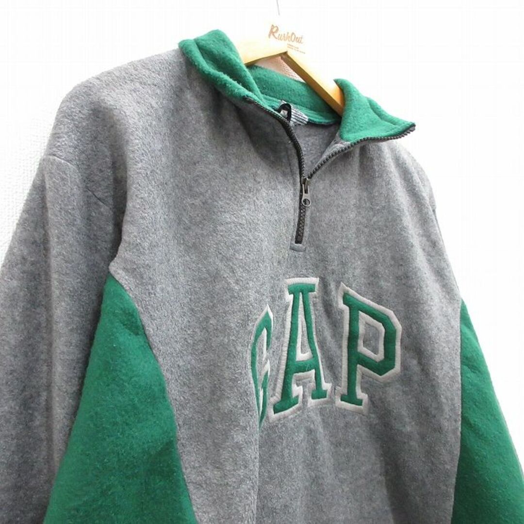 GAP(ギャップ)のL★古着 ギャップ GAP 長袖 ハーフジップ フリース ジャケット メンズ 00年代 00s ビッグロゴ ツートンカラー 濃グレー 霜降り他 23nov01 中古 アウター メンズのジャケット/アウター(ダッフルコート)の商品写真