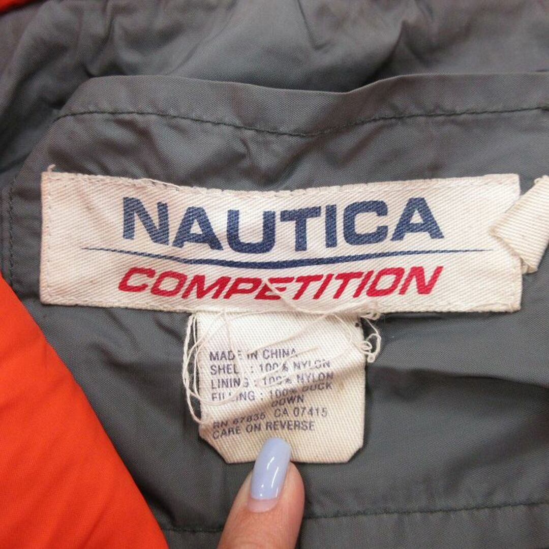 NAUTICA(ノーティカ)のXL★古着 ノーティカ NAUTICA 長袖 ブランド ナイロン ダウン ジャケット メンズ 90年代 90s ワンポイントロゴ コンペティション 大きいサイズ 黒他 ブラック 23nov02 中古 アウター メンズのジャケット/アウター(ダッフルコート)の商品写真