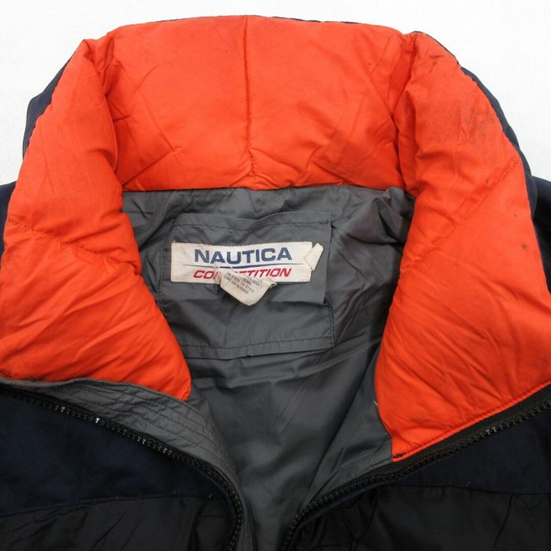 NAUTICA(ノーティカ)のXL★古着 ノーティカ NAUTICA 長袖 ブランド ナイロン ダウン ジャケット メンズ 90年代 90s ワンポイントロゴ コンペティション 大きいサイズ 黒他 ブラック 23nov02 中古 アウター メンズのジャケット/アウター(ダッフルコート)の商品写真