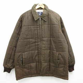 XL★古着 長袖 ナイロン ジャケット メンズ 90年代 90s ロング丈 USA製 濃茶系 ブラウン 内側ボア 23nov03 中古 アウター(ダッフルコート)