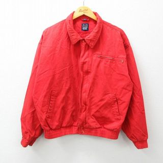 ギャップ(GAP)のXL★古着 ギャップ GAP 長袖 ジャケット メンズ 90年代 90s 大きいサイズ ロング丈 赤 レッド 23nov09 中古 アウター ジャンパー ブルゾン(ダッフルコート)