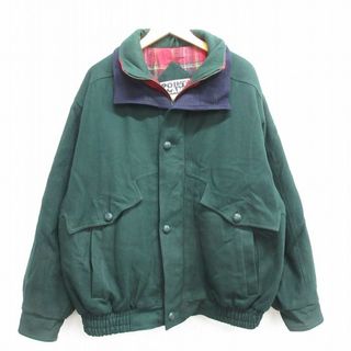 XL★古着 長袖 ウール ジャケット メンズ 大きいサイズ 緑 グリーン 23nov02 中古 アウター(ダッフルコート)