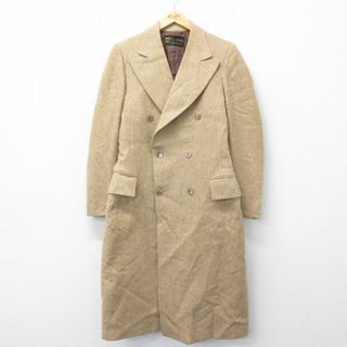 ピエールカルダン(pierre cardin)のM★古着 ピエールカルダン pierre cardin 長袖 ビンテージ ウール ブランド コート メンズ 70年代 70s ロング丈 ベージュ カーキ 【spe】 23nov10 中古 アウター(ダッフルコート)