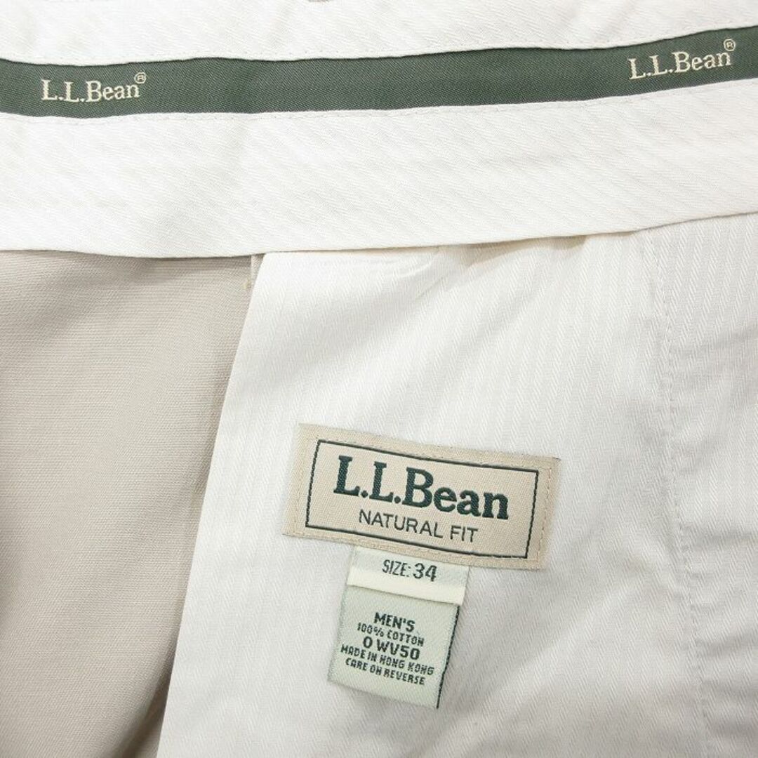 L.L.Bean(エルエルビーン)のW34★古着 エルエルビーン LLBEAN スラックス パンツ メンズ 00年代 00s 薄ベージュ カーキ 23nov06 中古 ボトムス ロング メンズのパンツ(ワークパンツ/カーゴパンツ)の商品写真