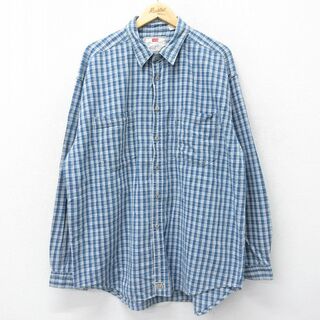 リーバイス(Levi's)のXL★古着 リーバイス Levis 長袖 ブランド シャツ メンズ 00年代 00s 大きいサイズ コットン 紺 ネイビー チェック 23nov04 中古 トップス(シャツ)