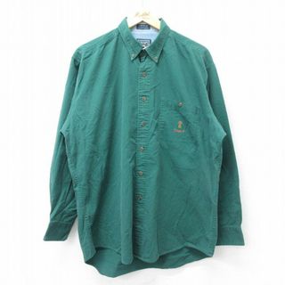 ラルフローレン(Ralph Lauren)のXL★古着 ラルフローレン Ralph Lauren チャップス 長袖 ブランド シャツ メンズ 80年代 80s ワンポイントロゴ 大きいサイズ コットン ボタンダウン 緑 グリーン 23nov04 中古 トップス(シャツ)